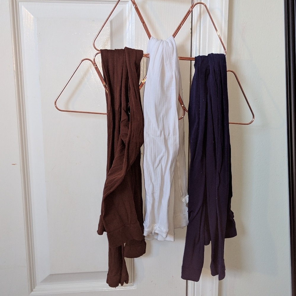 Purple brown and white footless tights set